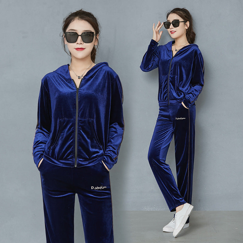 Wide Leg Trousers For Women In A Velvet Tracksuit