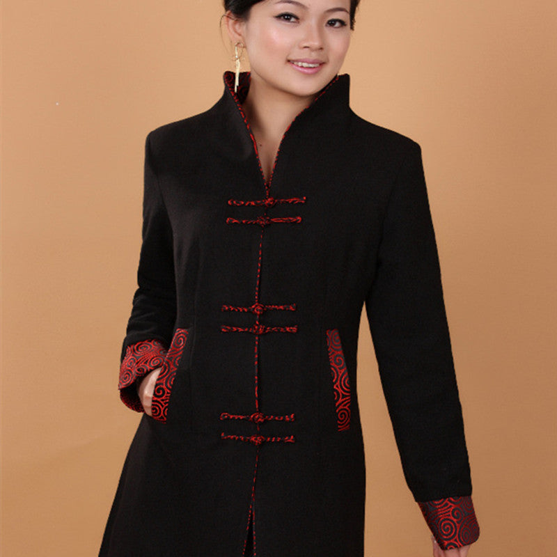 Women's Retro Wool Mid-Length Trench Coat