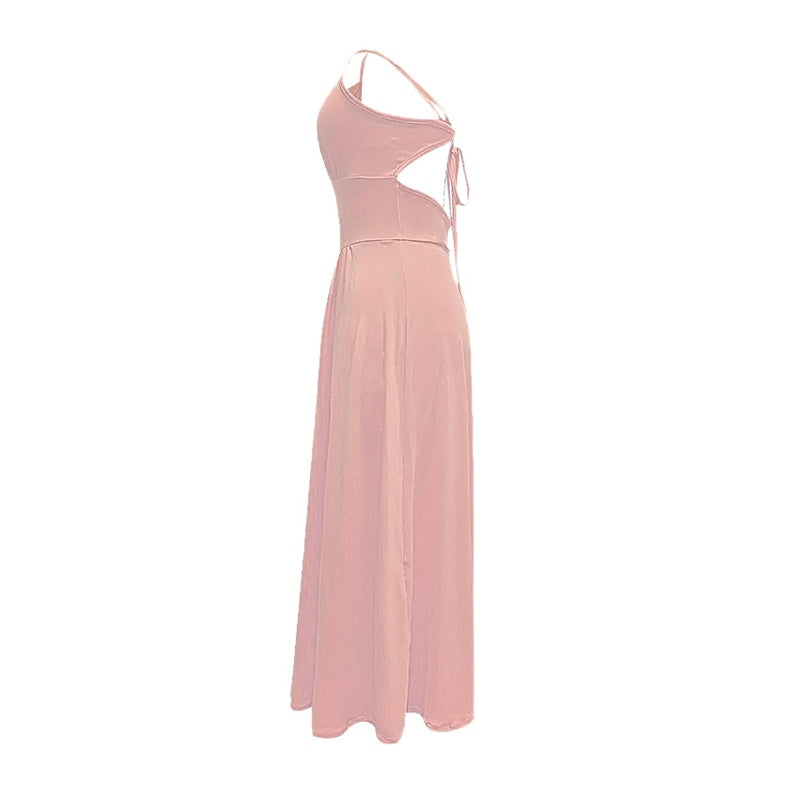 Spaghetti-Strap Backless High-Slit Long Dress - US Only