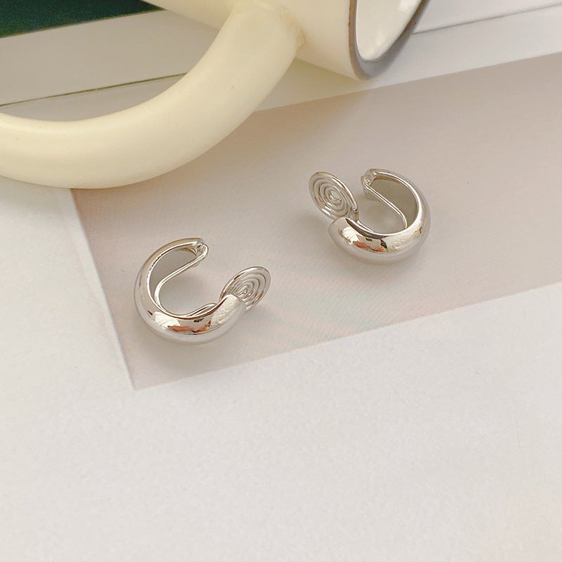 Top quality 18K Gold Color Mosquito Coil Clip on Hoop Earrings Hot Sale C Shape Copper C Shape Cuff Earrings Ear Clip