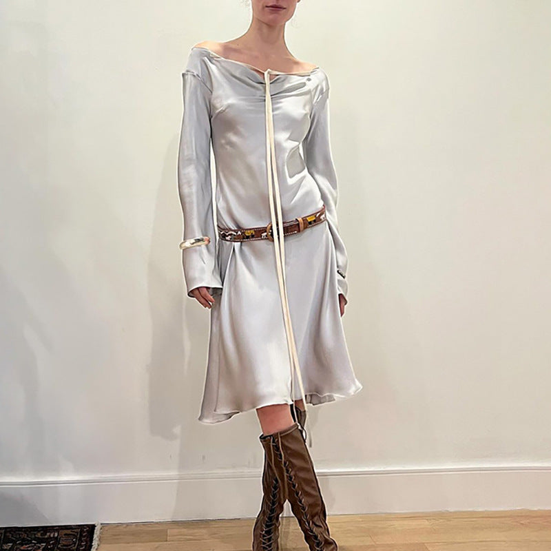 Round-Neck Long-Sleeve Dress