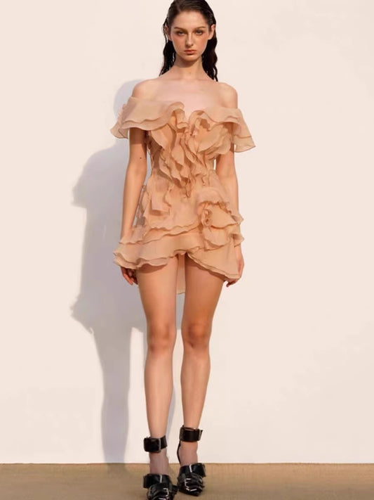 V-Neck Mid-Waist Short Dress