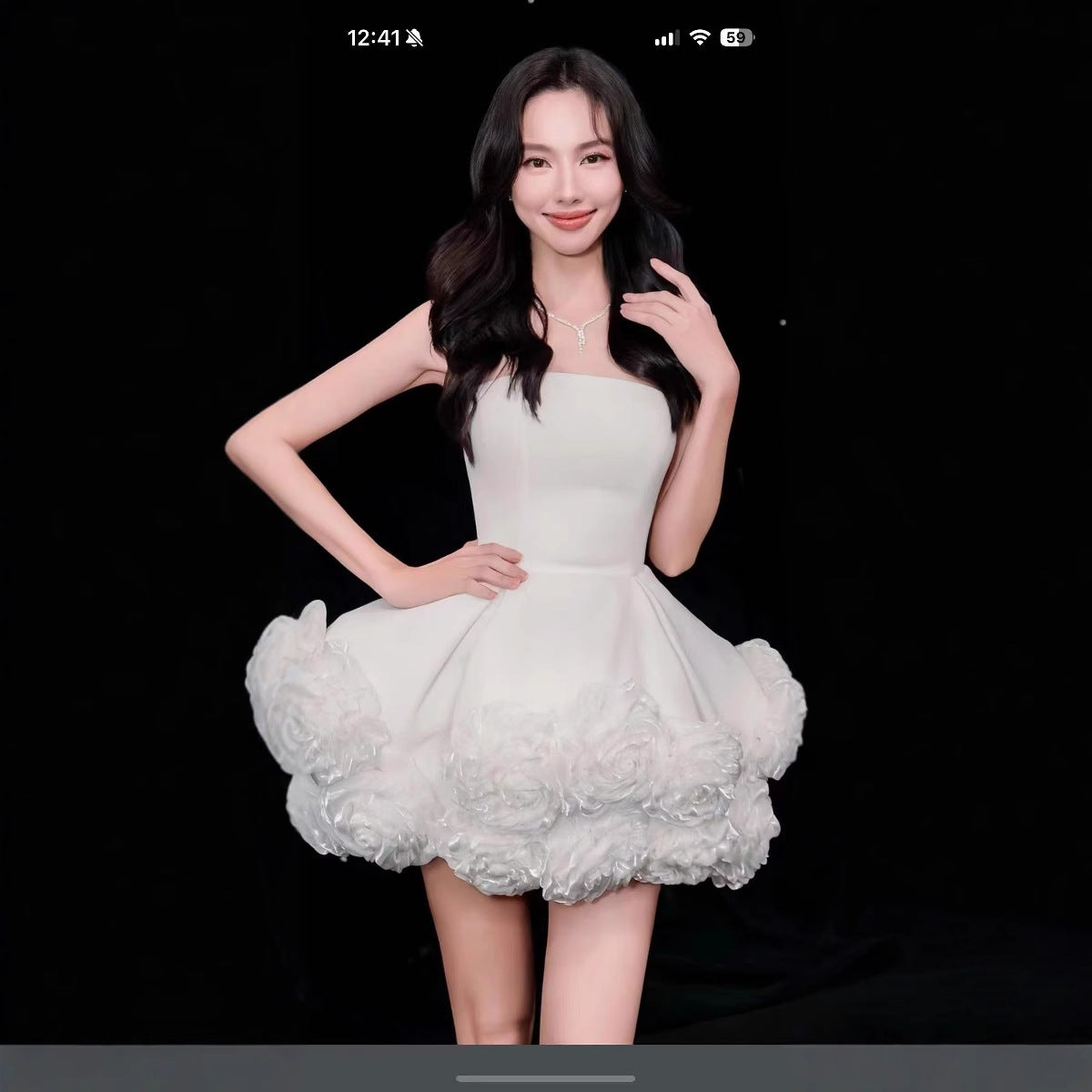 Three-Dimensional Flower Short Dress