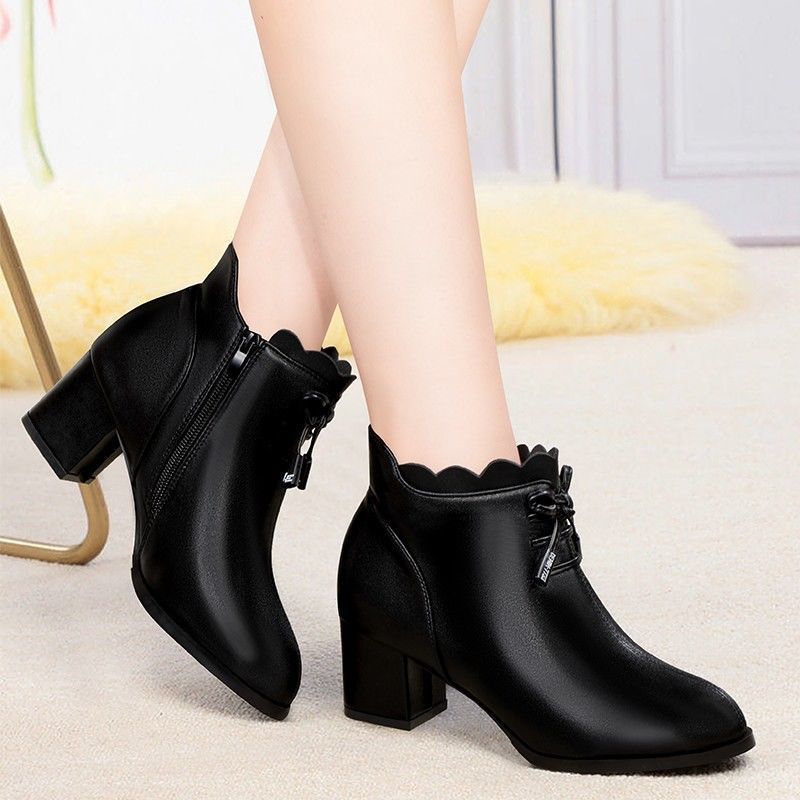 Velvet Soft Leather Short Boots