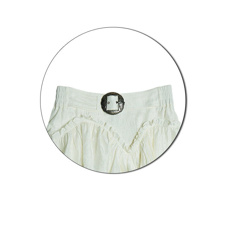 Vintage Low-Rise Embossed White Skirt