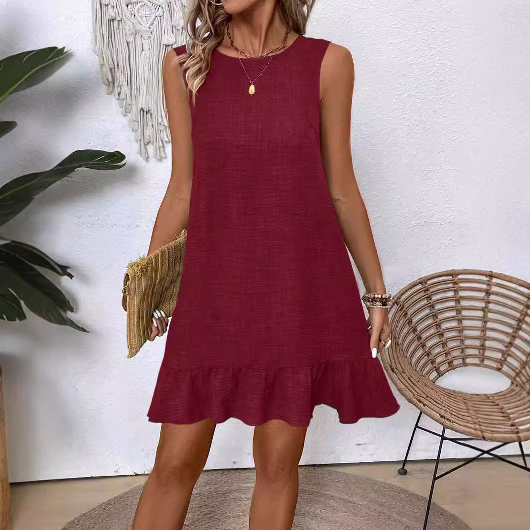 Ruffles Loose Sleeveless Short Dress