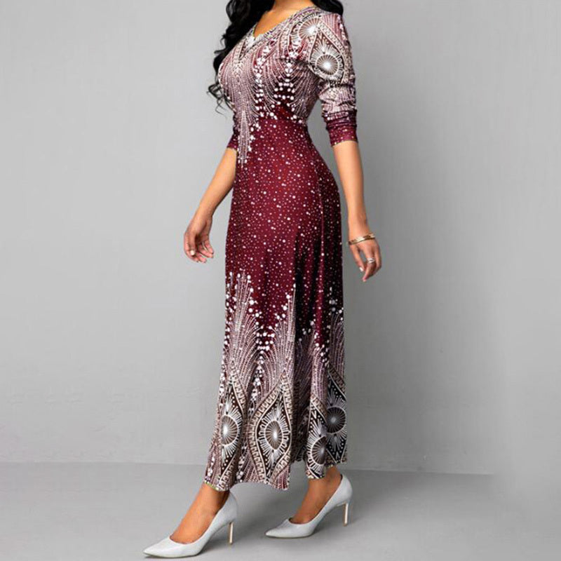 Plus-Size Elegant Slim-Fit Flowy Maxi Dress -  US Only