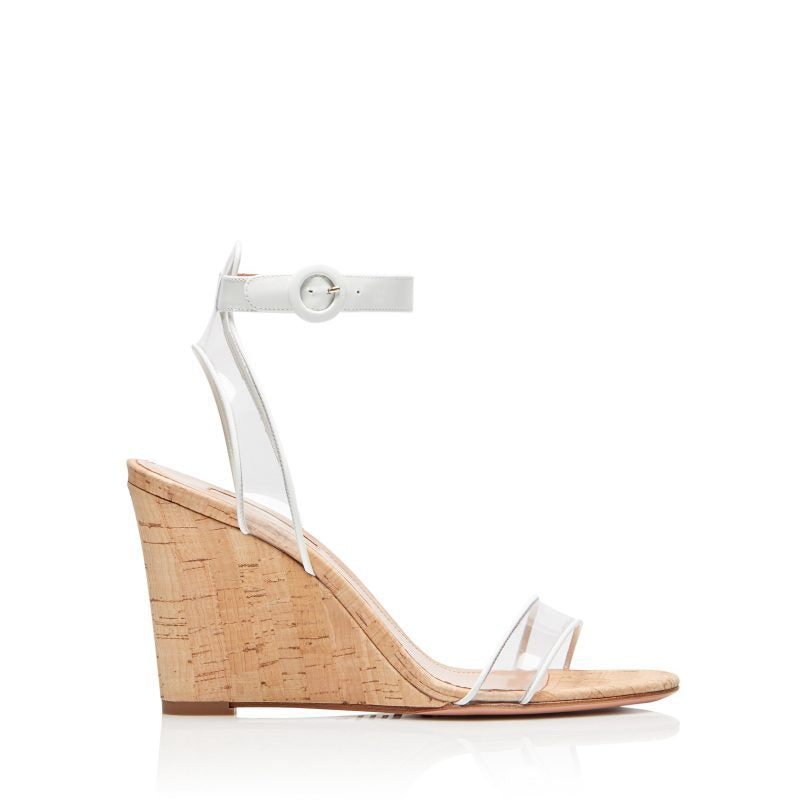 PVC Wood Grain Wedges Sandals For Women