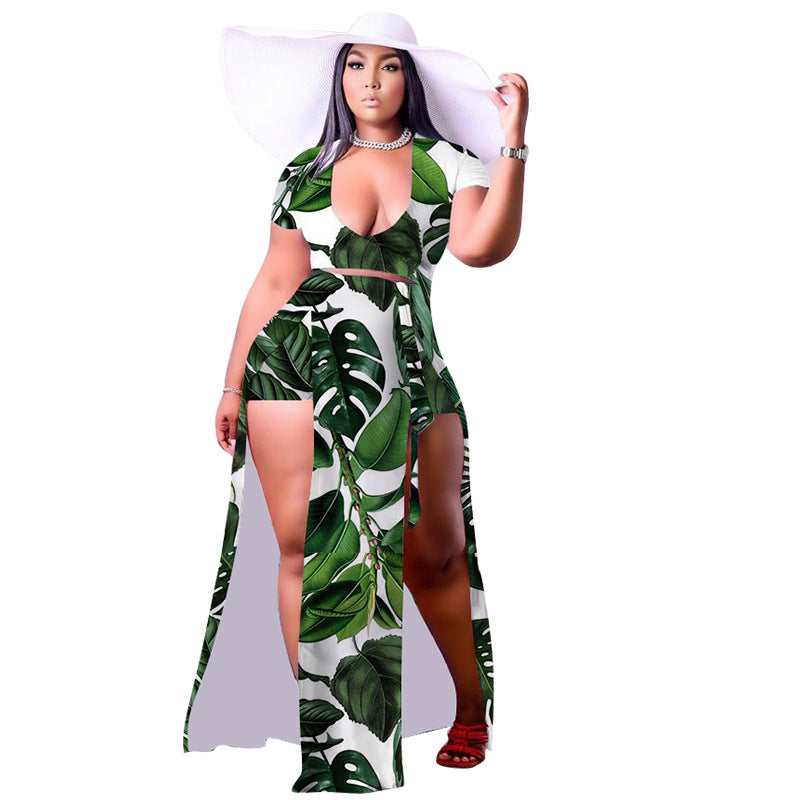 New Digital-Print Short-Sleeve Two-Piece Outfit