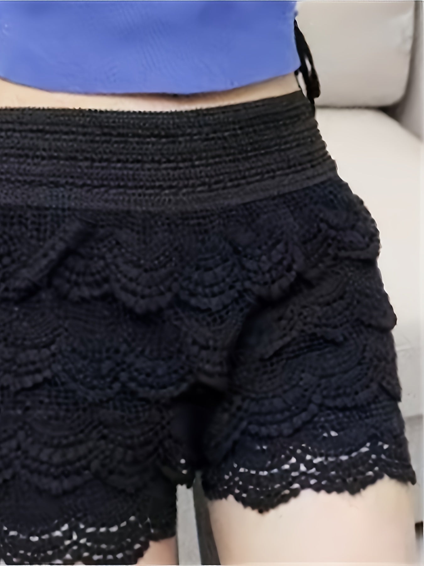 Lace Layered Crochet Embroidered Shorts