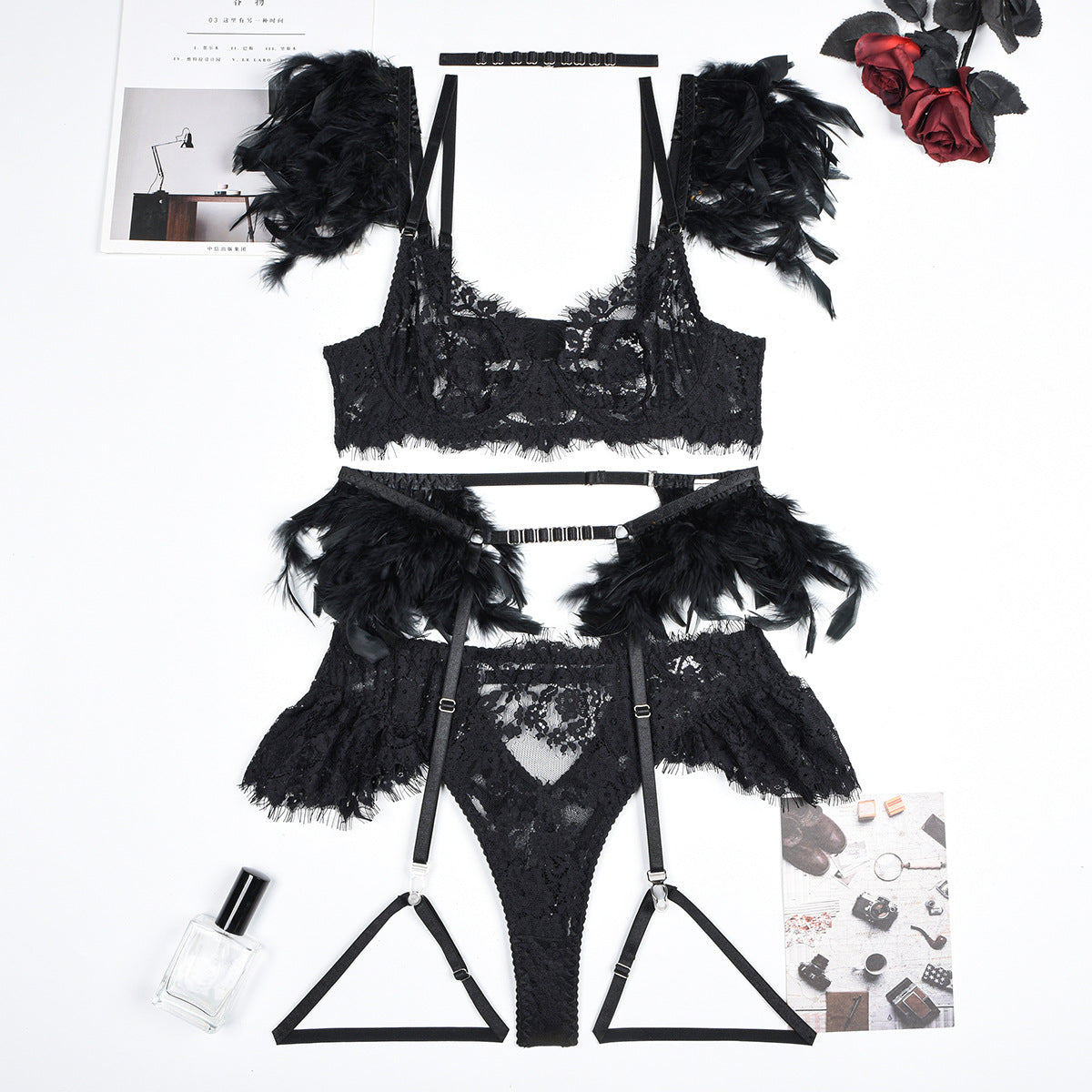 Feather  Lingerie - Lace Bra+Panties