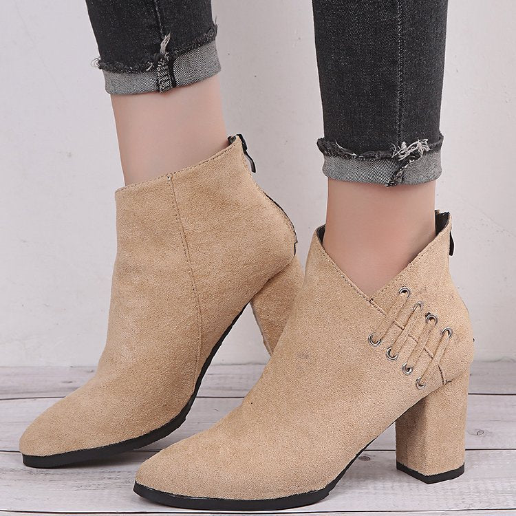 Fashion Pointed-Toe Zipper Martin Ankle Boots For Women