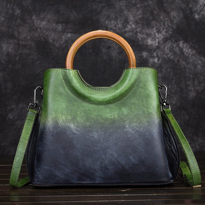 Hand-Painted Suede Retro Leather Handbag