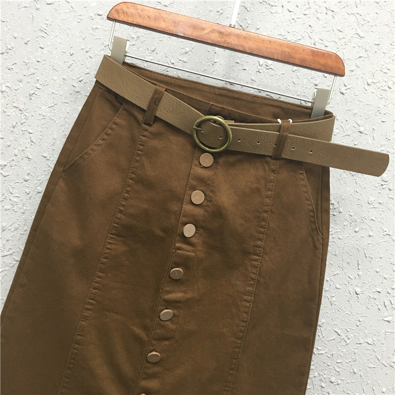 Split high waist bag hip skirt
