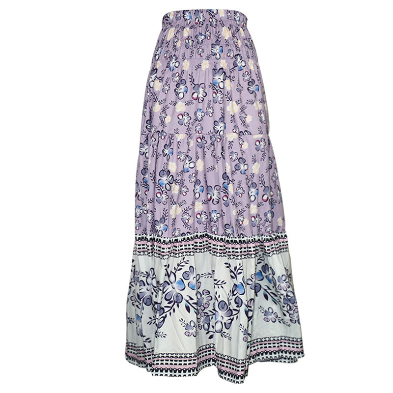 Printed elasticated high waist skirt