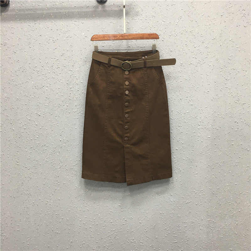 Split high waist bag hip skirt