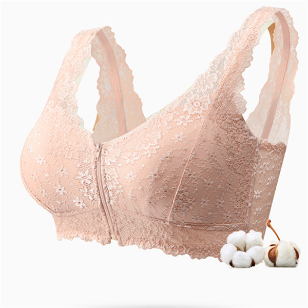 Lace Front-Zipper Bra