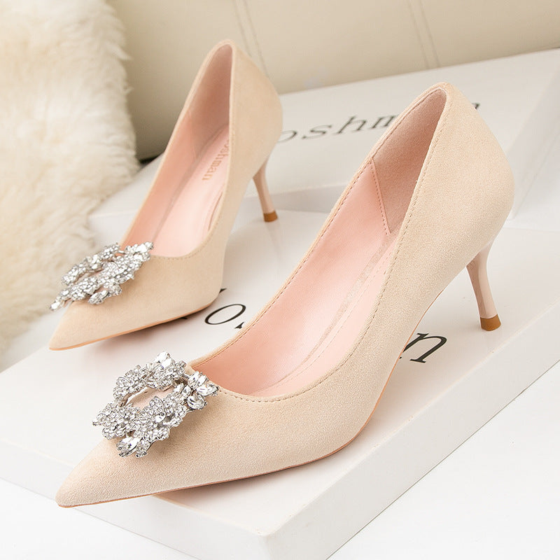 Rhinestones Pointed-Toe High Heels