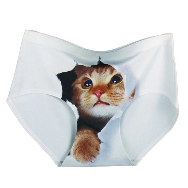 Print Cat Cotton Underwear For Women - 3D