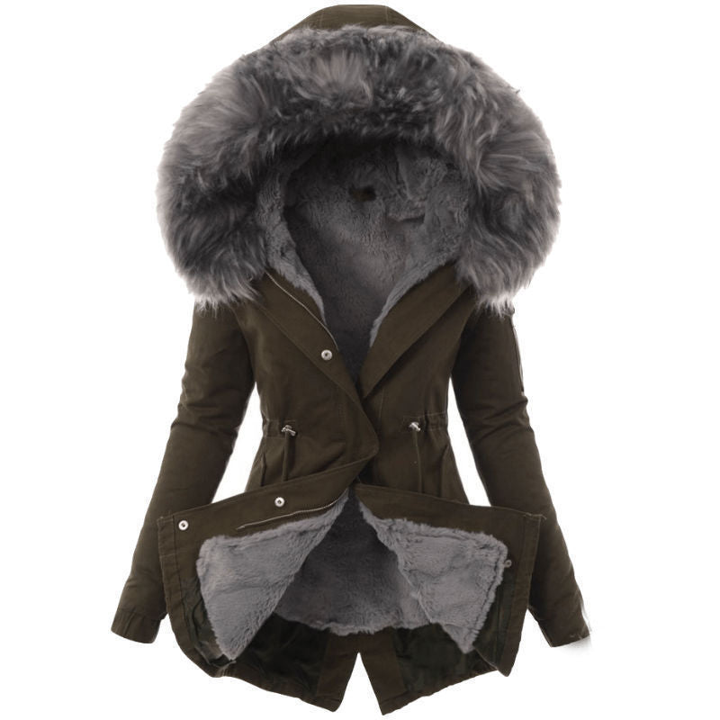 Fur-Collar Cotton Jacket For Women