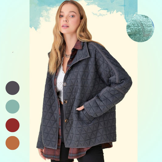 Knitted Double-Pocket Turn-Down Collar Coat