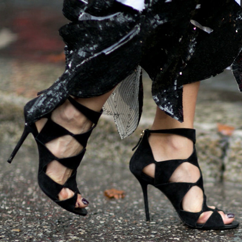 Black Sexy Stiletto Sandals For Women