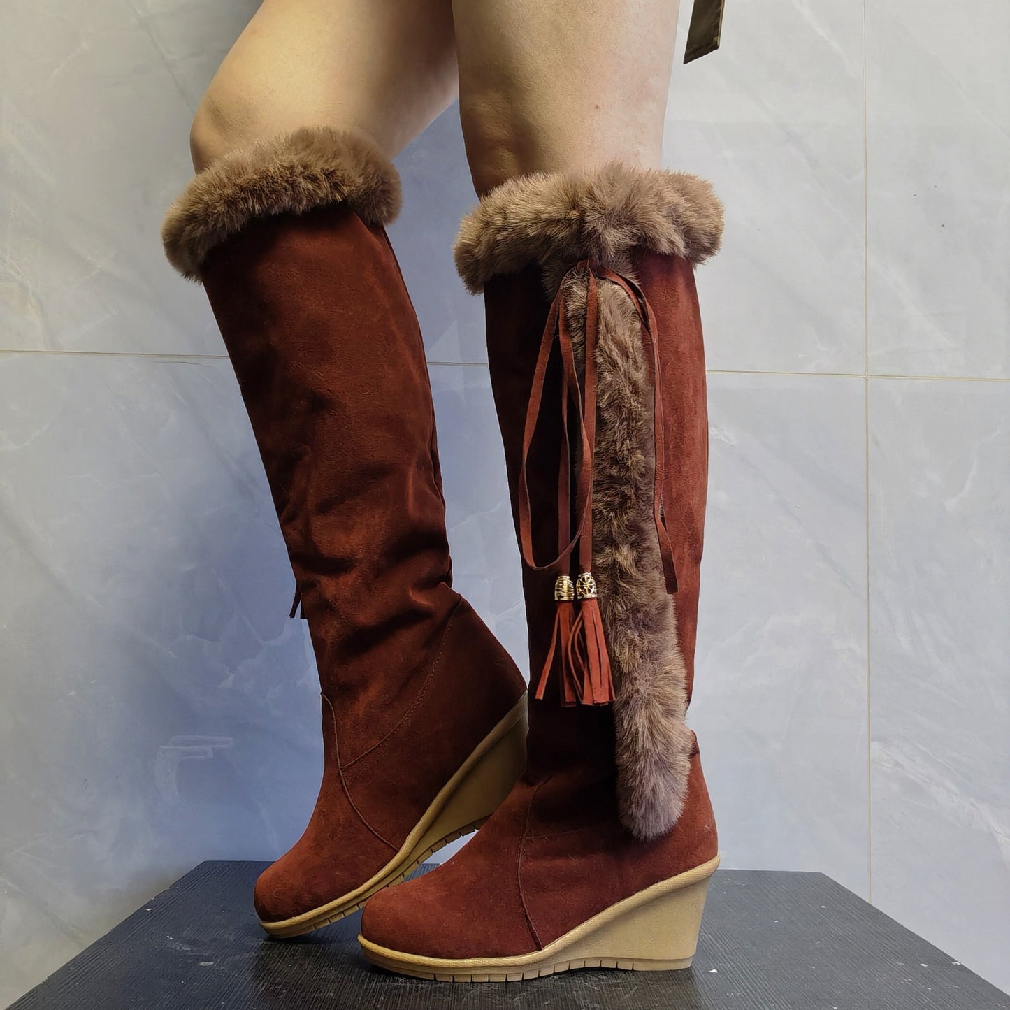 Winter Plush Long Boots For Women  - Combat Boots