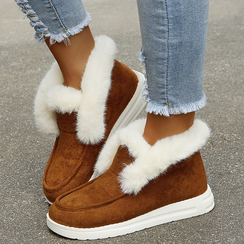 Plush Fur Ankle Winter Snow Boots for Women