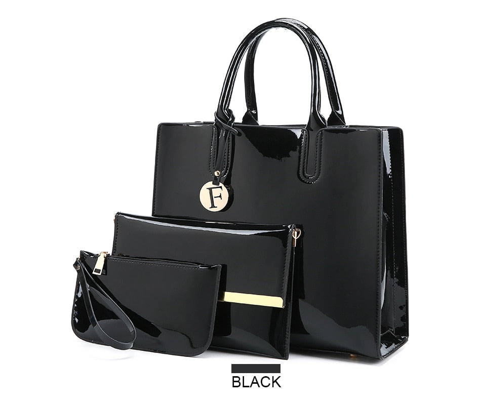 Leather Handbag Set - 3-Piece