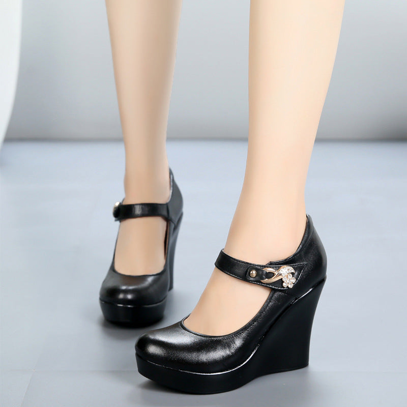 Platform Round-Toe  Thick High Heels