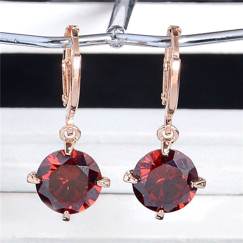 Romantic Gold-Colour Cubic Zirconia Elegant Women's Hoop Earrings