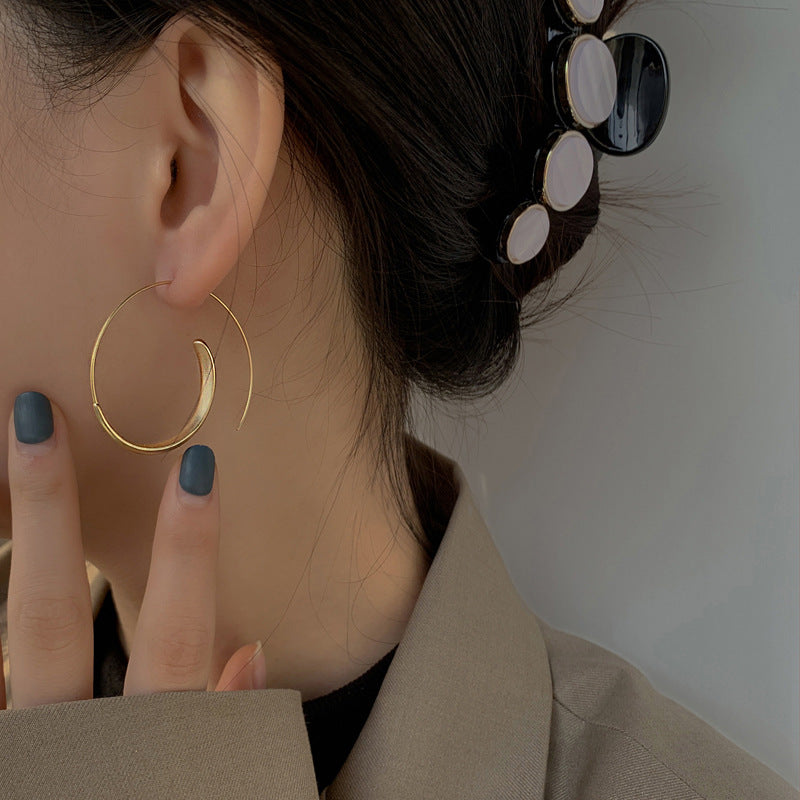 Korean Gold Matte Large Hoop Earrings