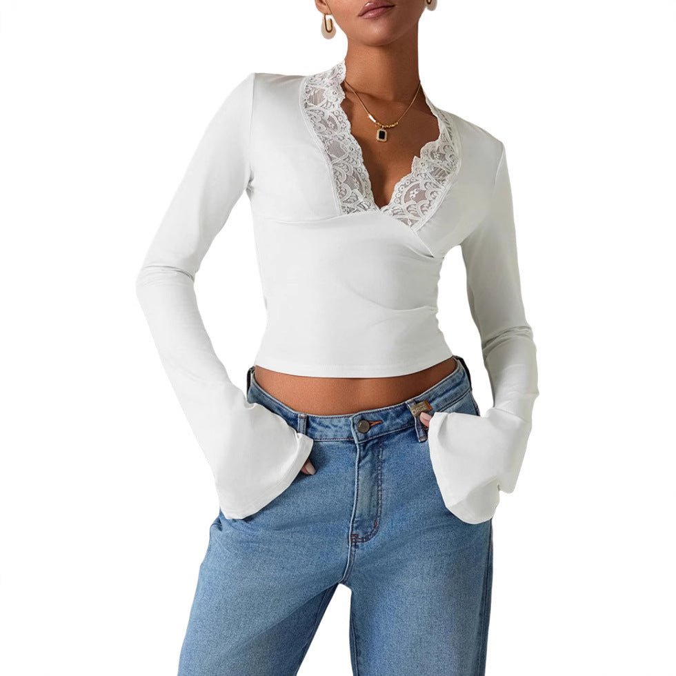 Lace Trumpet-Sleeve Top