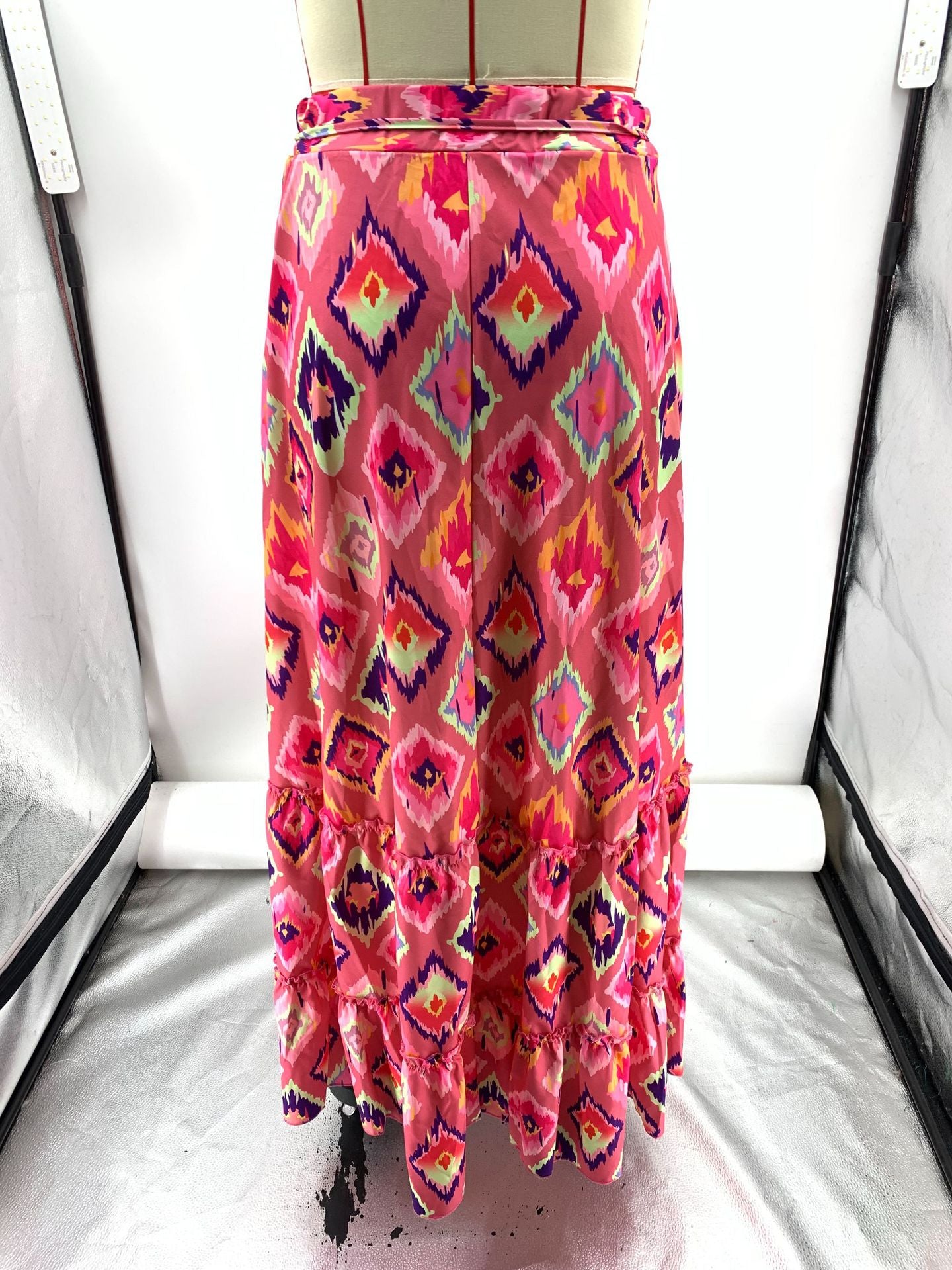Women's Printed Long Skirt With Ruffles on the Edge