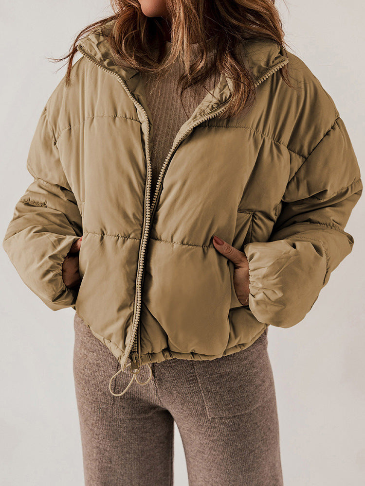 Stand-Up Collar Cotton-Padded Jacket For Women