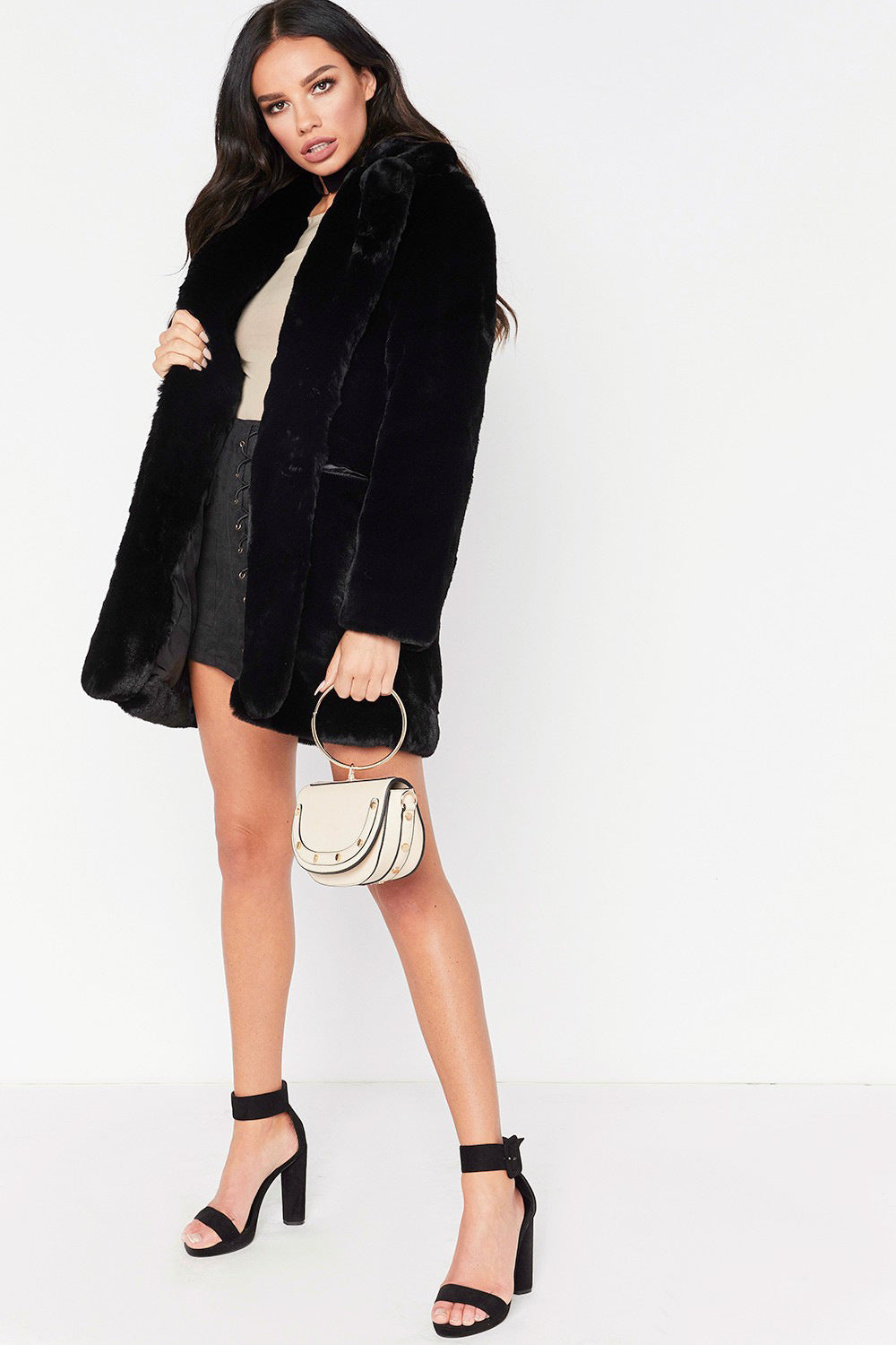 Faux Fur Long-Sleeve Coat For Women