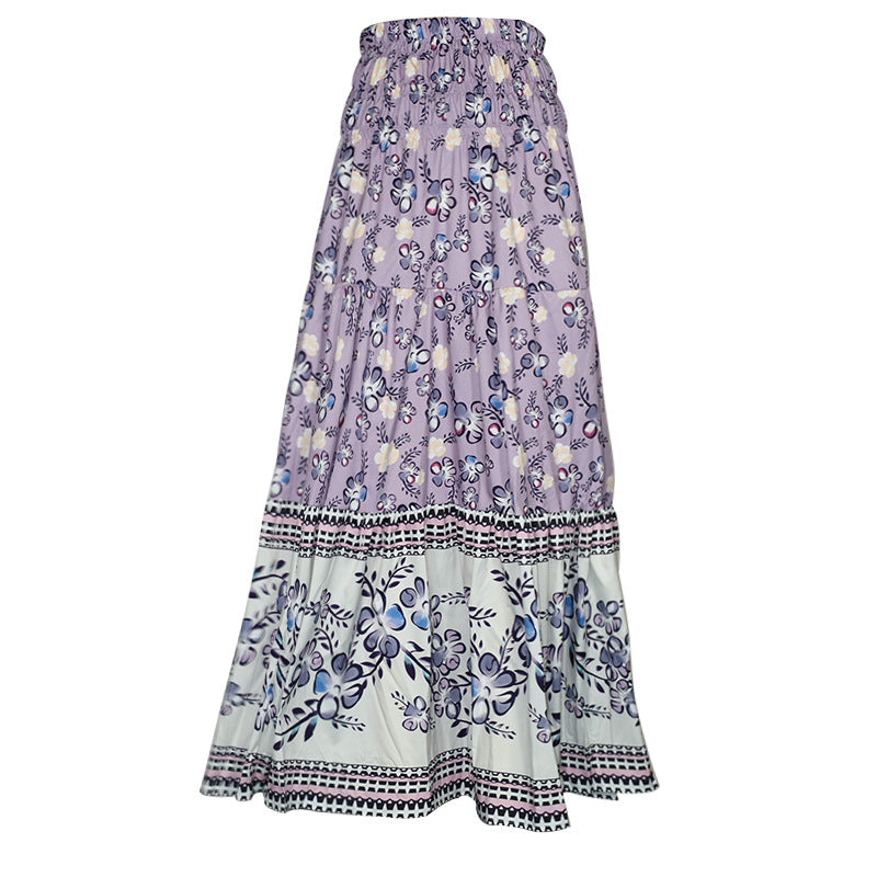 Printed elasticated high waist skirt