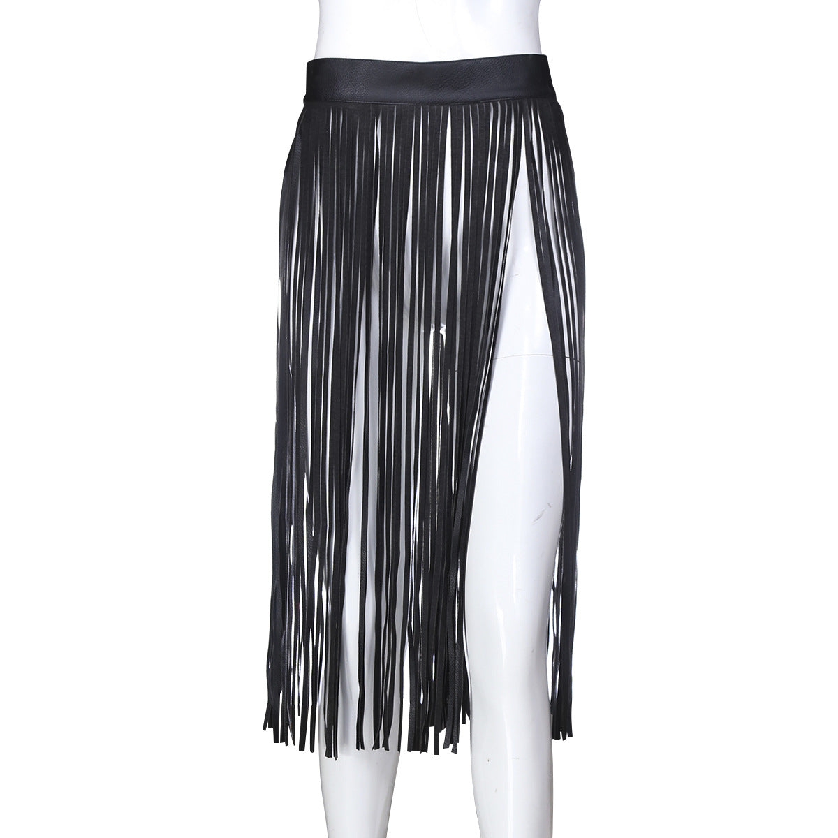 Leather Multiple-Fringe Skirt