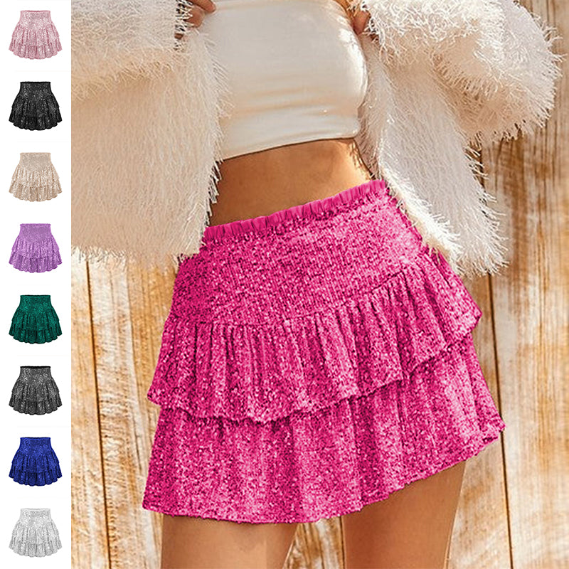 Sequined Pleated Mini Skirt