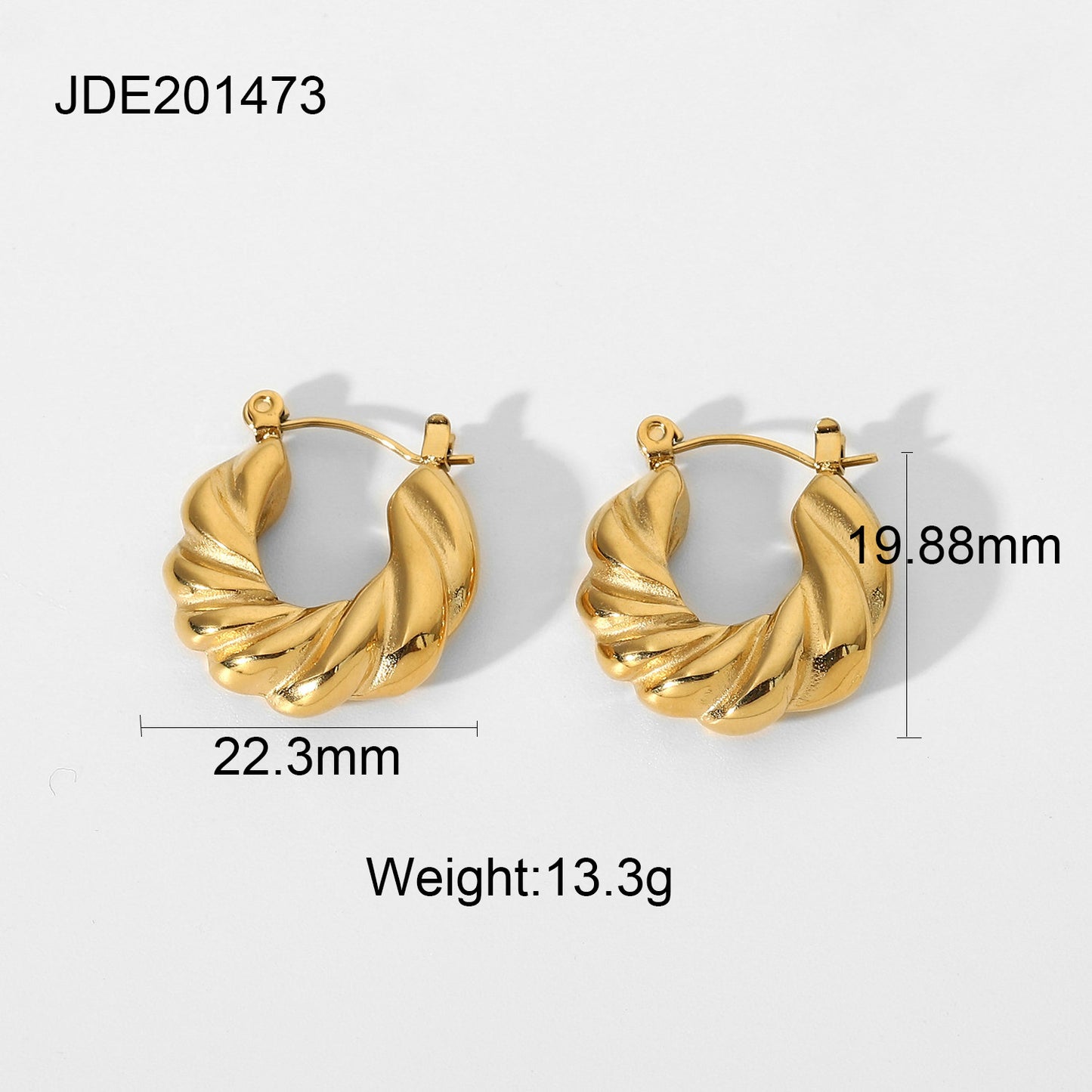 Stainless Steel Twist Hoop Earrings - Titanium Steel - 18K Gold-Plated