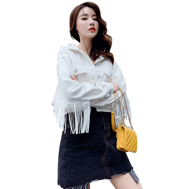 Fringed Denim Jacket For Women