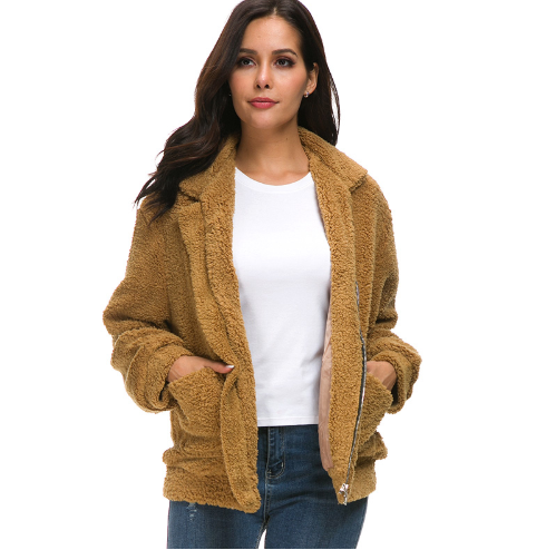 Women's Zipper Plush Jacket