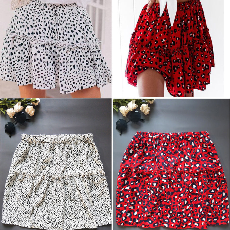 Floral Leopard Print A-Line Mini Skirt