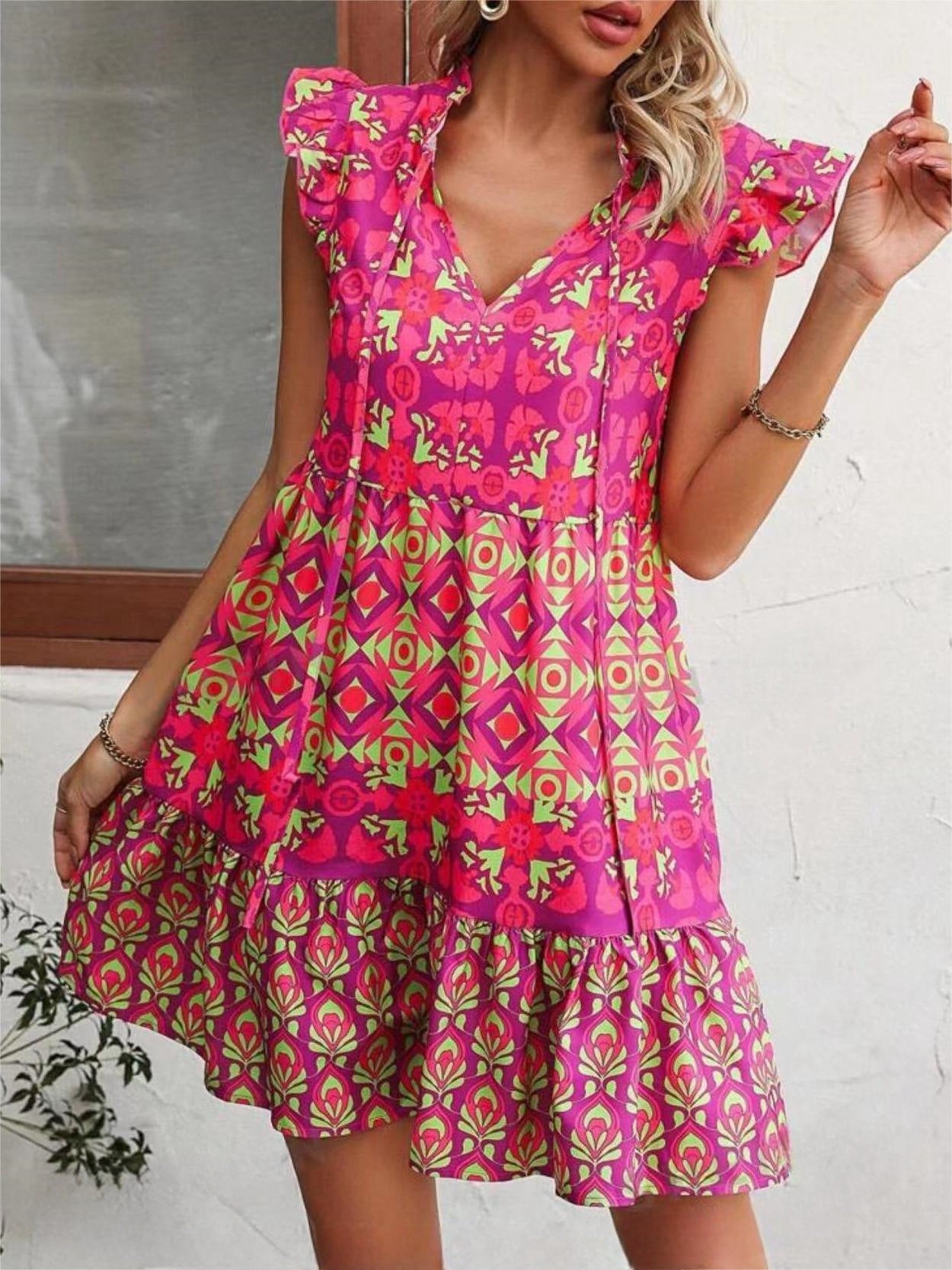 Printed Sleeveless Summer Dress