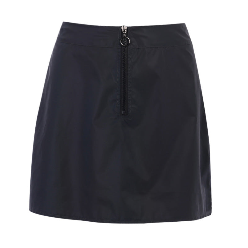 Reflective High-Waist Short A-Line Sun Skirt