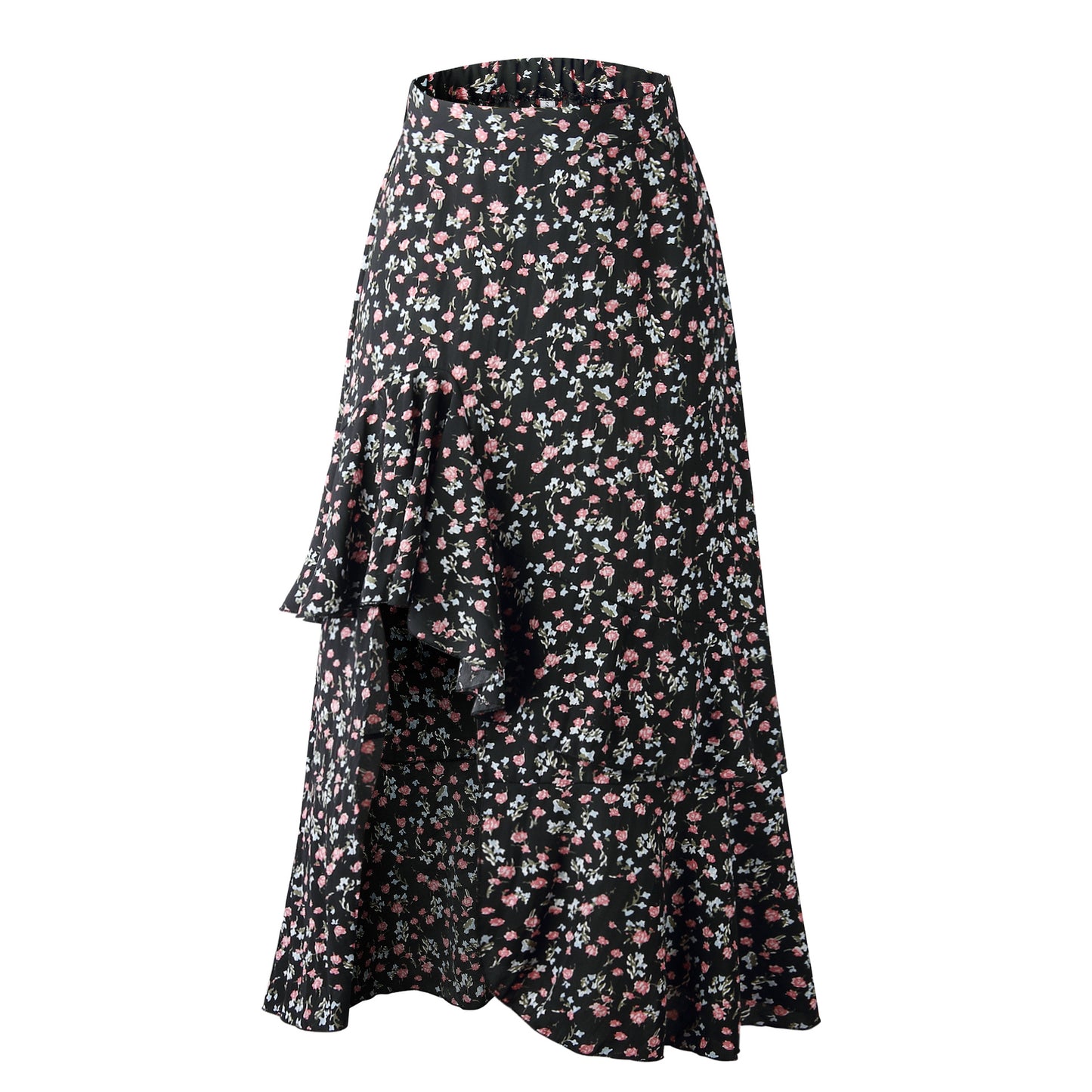 Irregular Ruffled Skirt With Elastic Waist