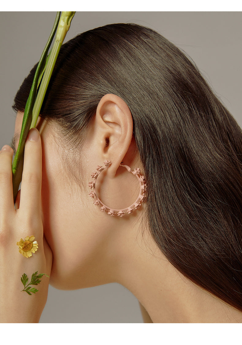 Women's Exaggerated Big Hoop Flower Earrings