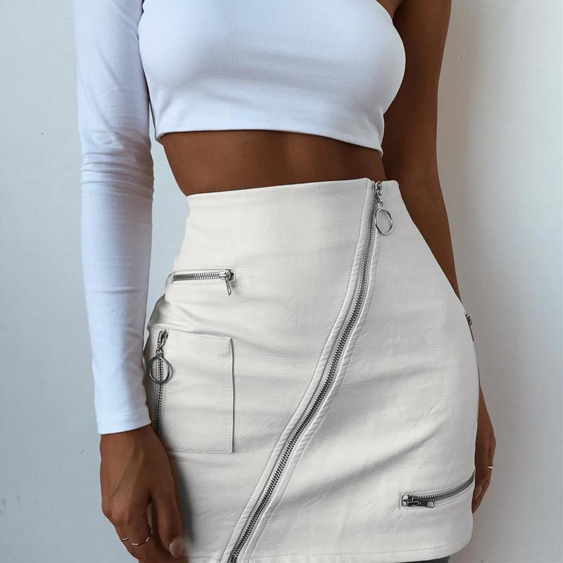 Elegant Leather Zipper Skirt