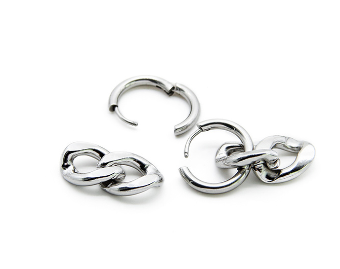 Titanium steel chain hoop earrings