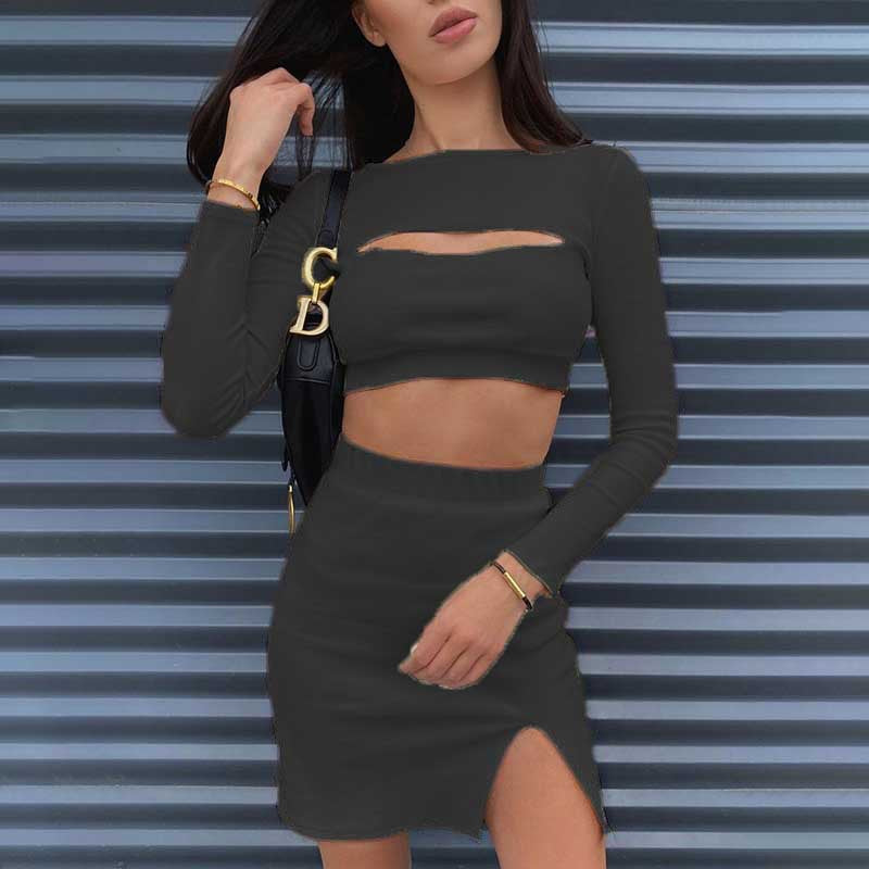 Cutout-Top Mini Skirt Outfit